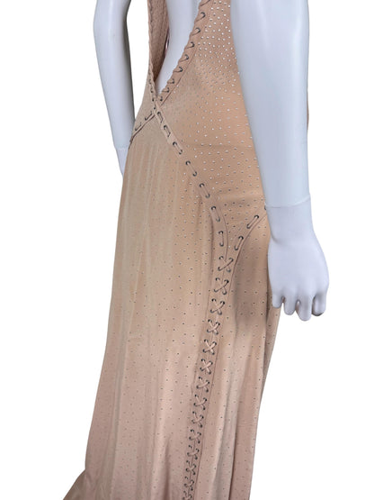 Salvatore Ferragamo Abito da Sera Resort 2013 in Seta con Micro-Borchie Nude