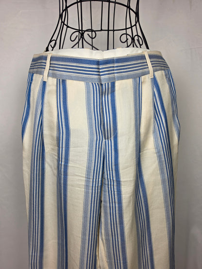 Gucci Pantaloni Sartoriali Estivi Vintage a Righe Bianchi e Celesti