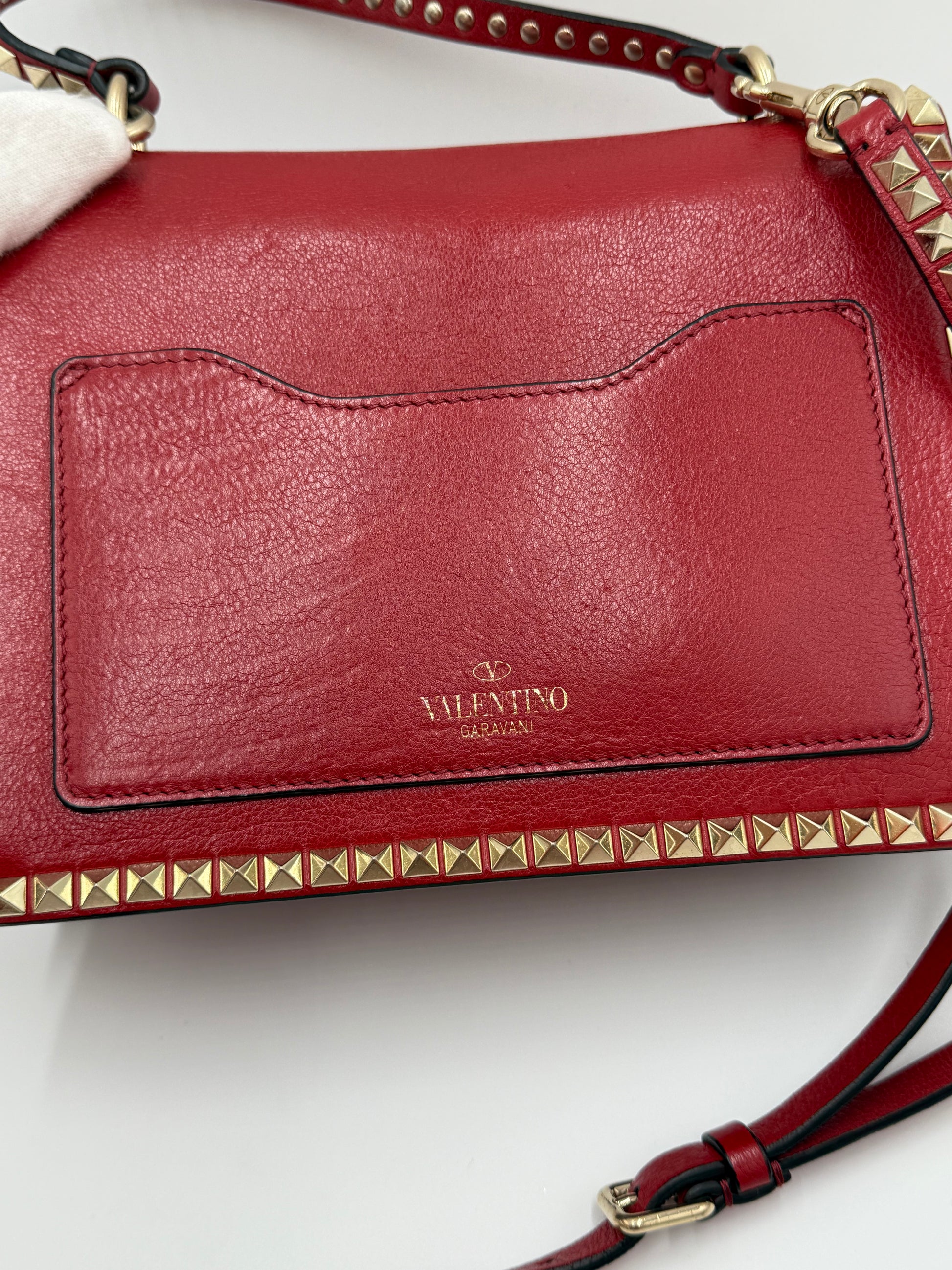 Valentino Garavani Borsa a Tracolla Rockstud in Pelle Rossa - Pally Vintage Closet