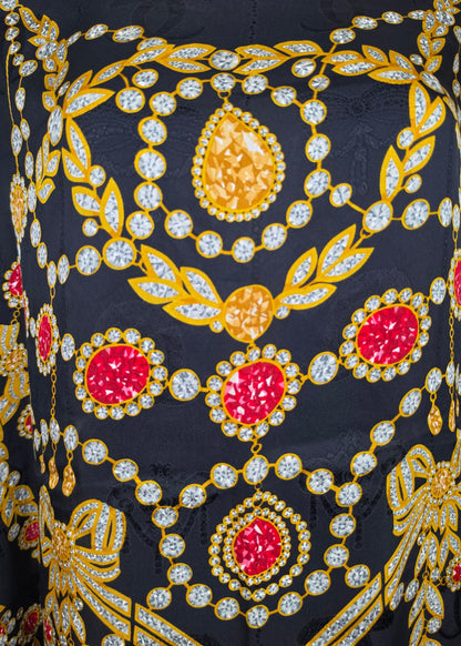 Vintage Must de Cartier Scarf in Black and Yellow Jewel Print