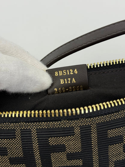 Fendi Borsa a Mano Vanity Pouch in Tela Zucca Monogram Marrone