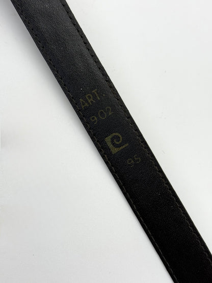 Pierre Cardin Cintura Vintage in Pelle Stampa Coccodrillo Nera