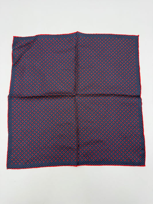 Gucci Pochette in Seta con Pattern Micro GG e Quadrifogli Blu Navy - Pally Vintage Closet