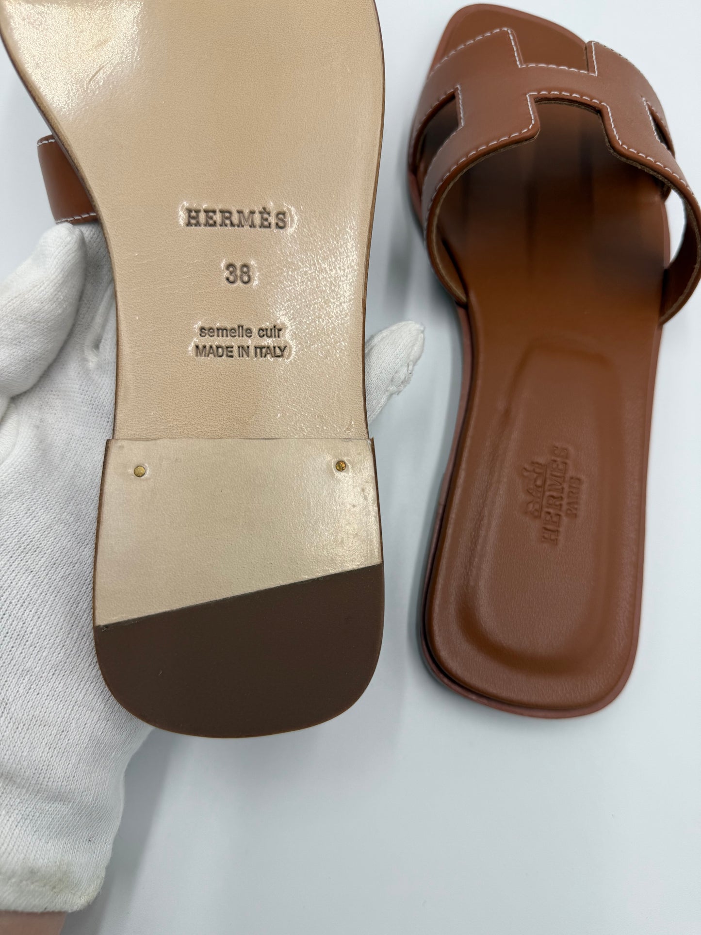 Hermès Sandali Oran in Pelle Gold