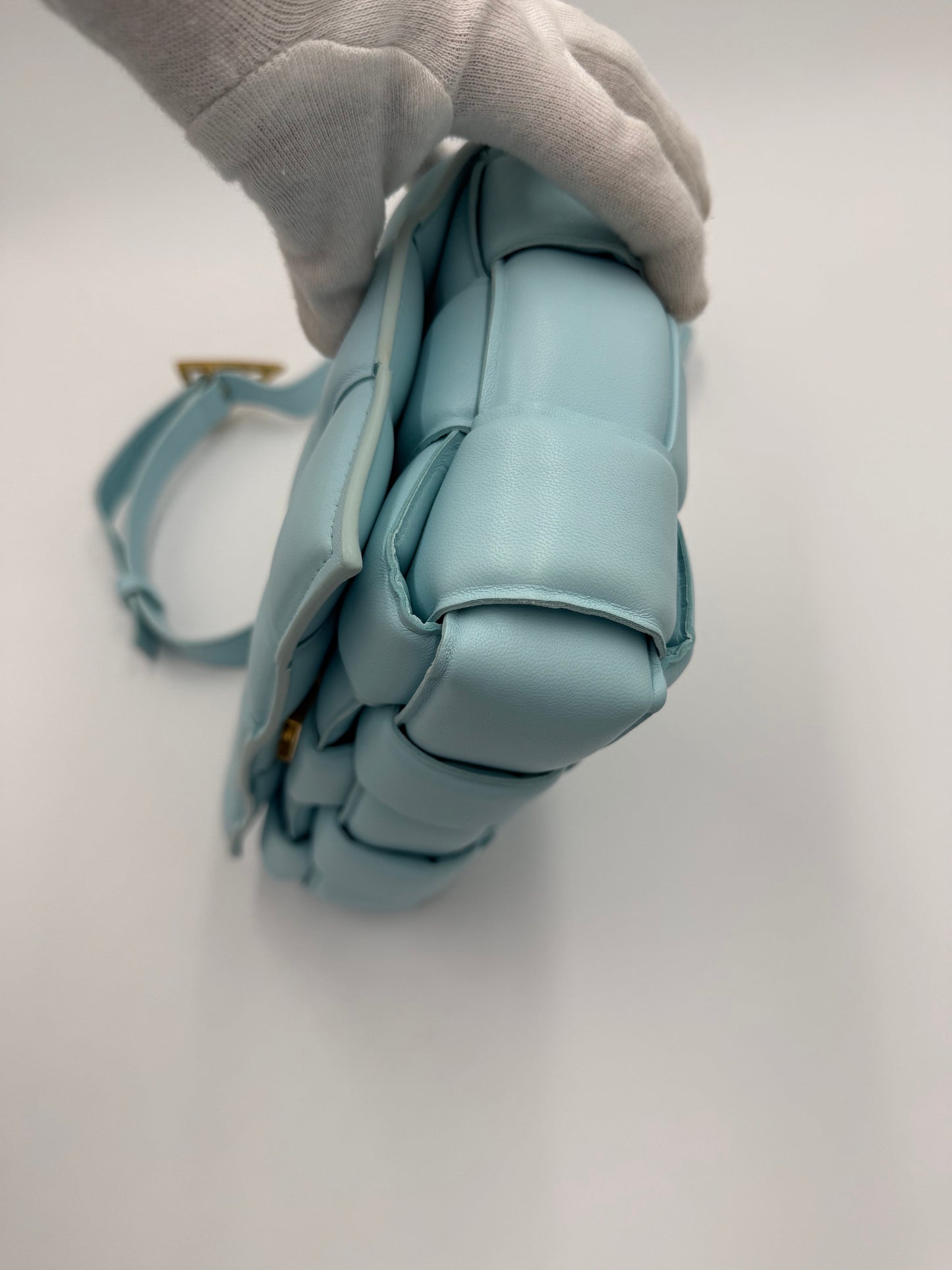 Bottega Veneta Borsa Padded Cassette Azzurro Pastello