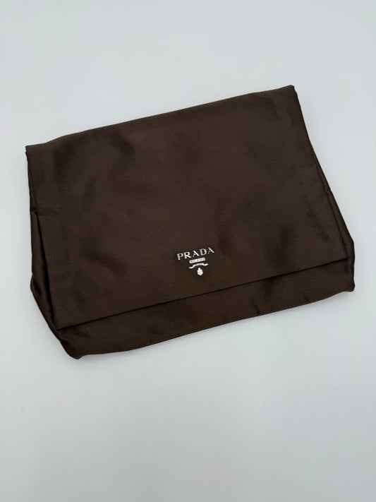 Prada Pochette Vintage Grande in Raso Marrone