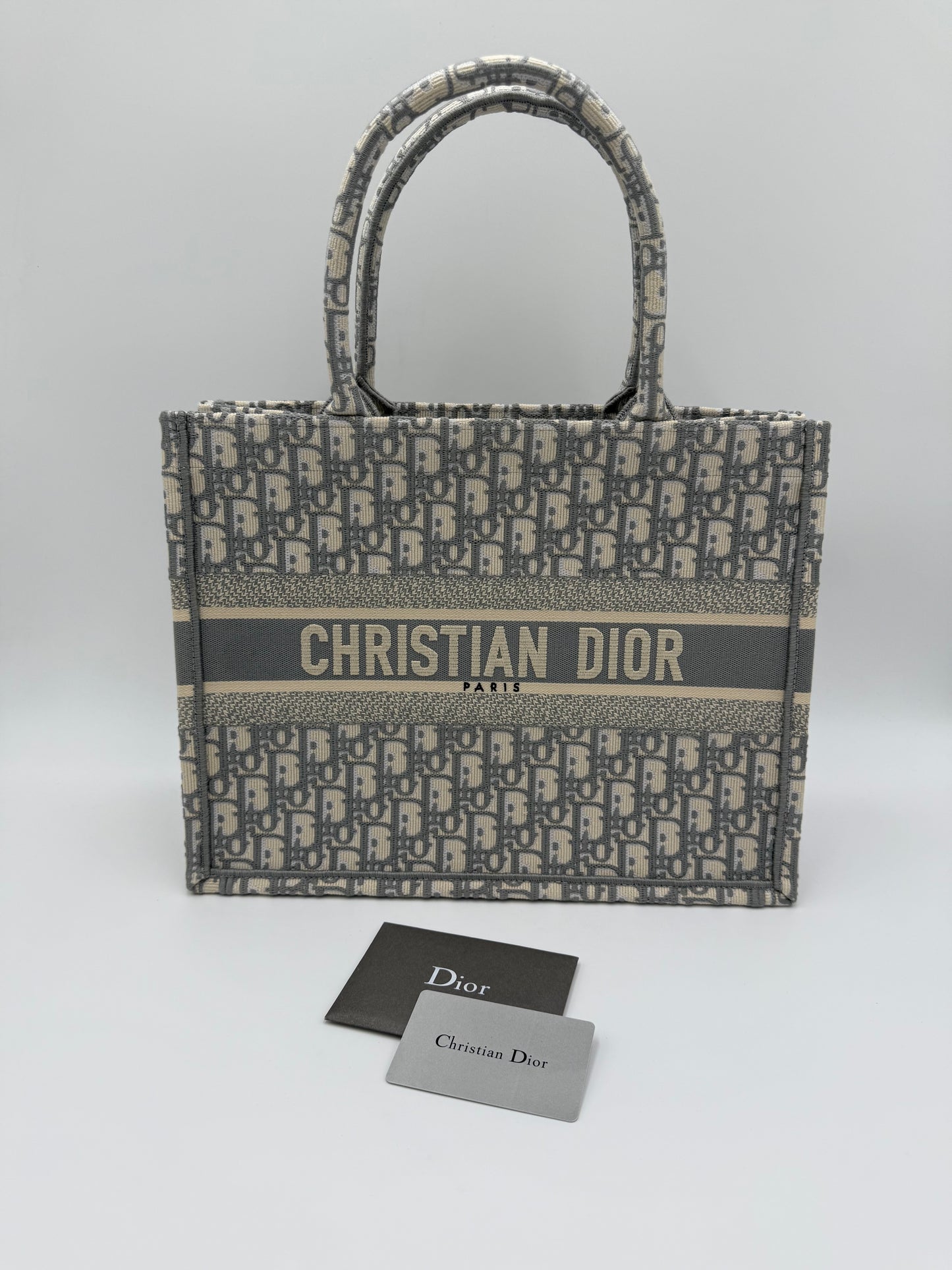 Dior Borsa Book Tote Oblique Media Grigio Chiaro