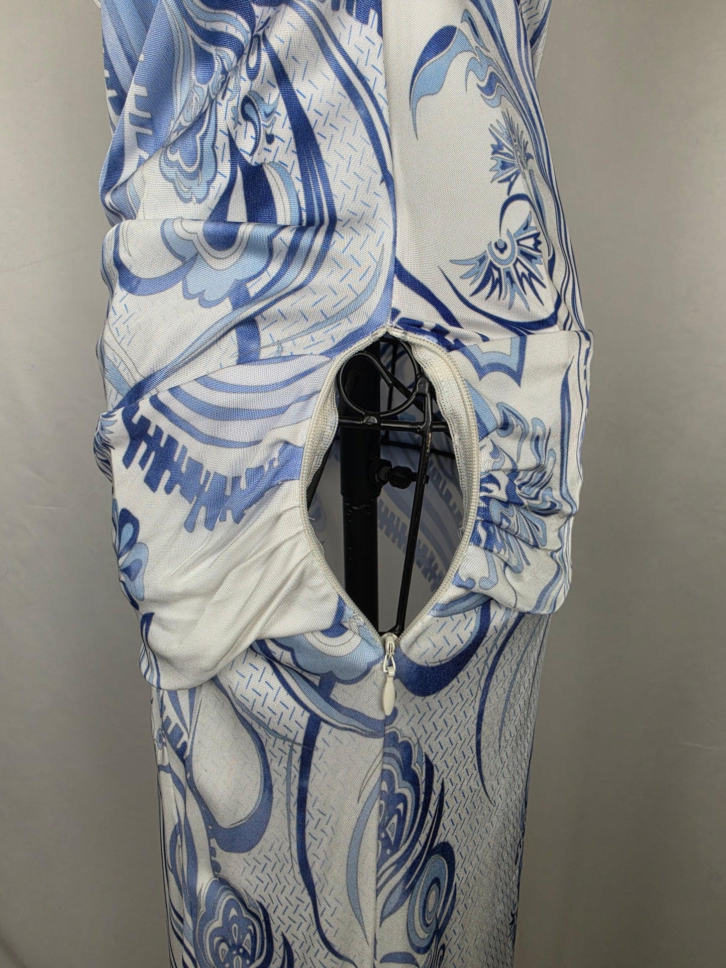 Emilio Pucci Abito Vintage Drappeggiato Blue e Bianco