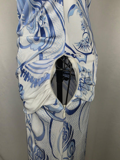 Emilio Pucci Abito Vintage Drappeggiato Blue e Bianco