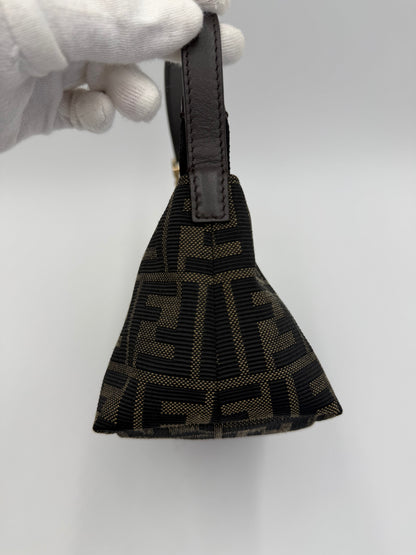 Fendi Borsa a Mano Vanity Pouch in Tela Zucca Monogram Marrone