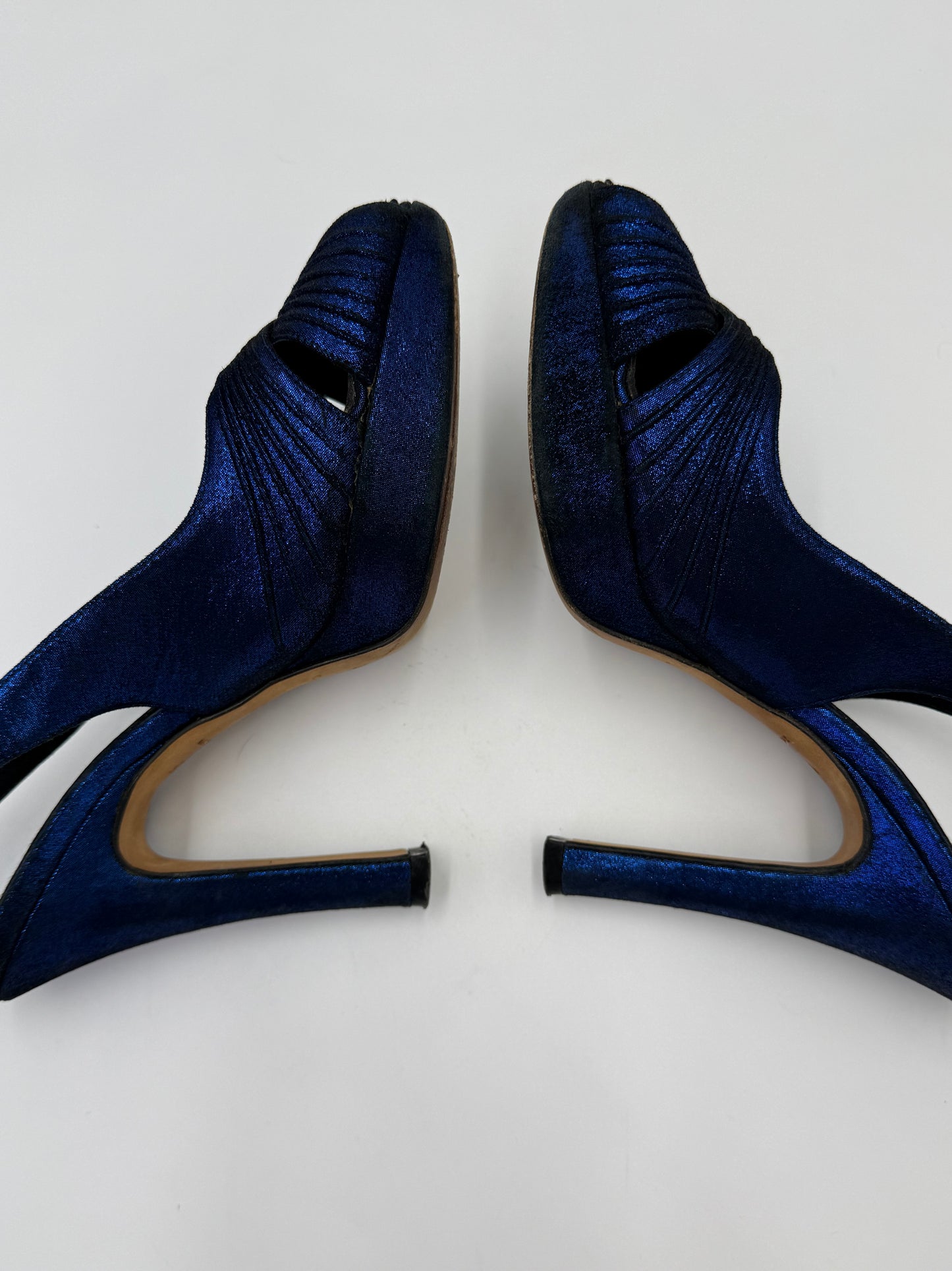 René Caovilla Sandali Slingback Vintage in Lurex Blu Elettrico