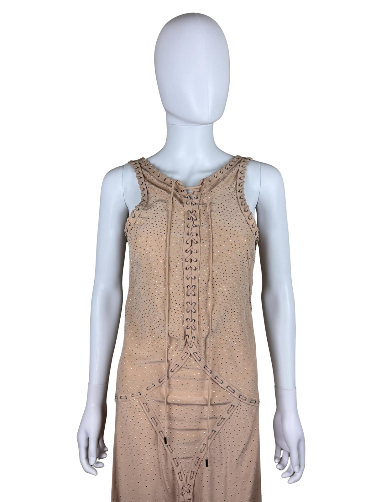 Salvatore Ferragamo Abito da Sera Resort 2013 in Seta con Micro-Borchie Nude