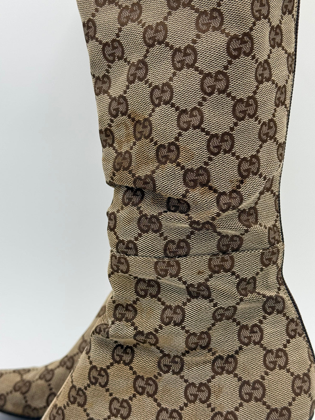 Gucci Stivali al Ginocchio Vintage by Tom Ford GG Monogram Canvas Beige