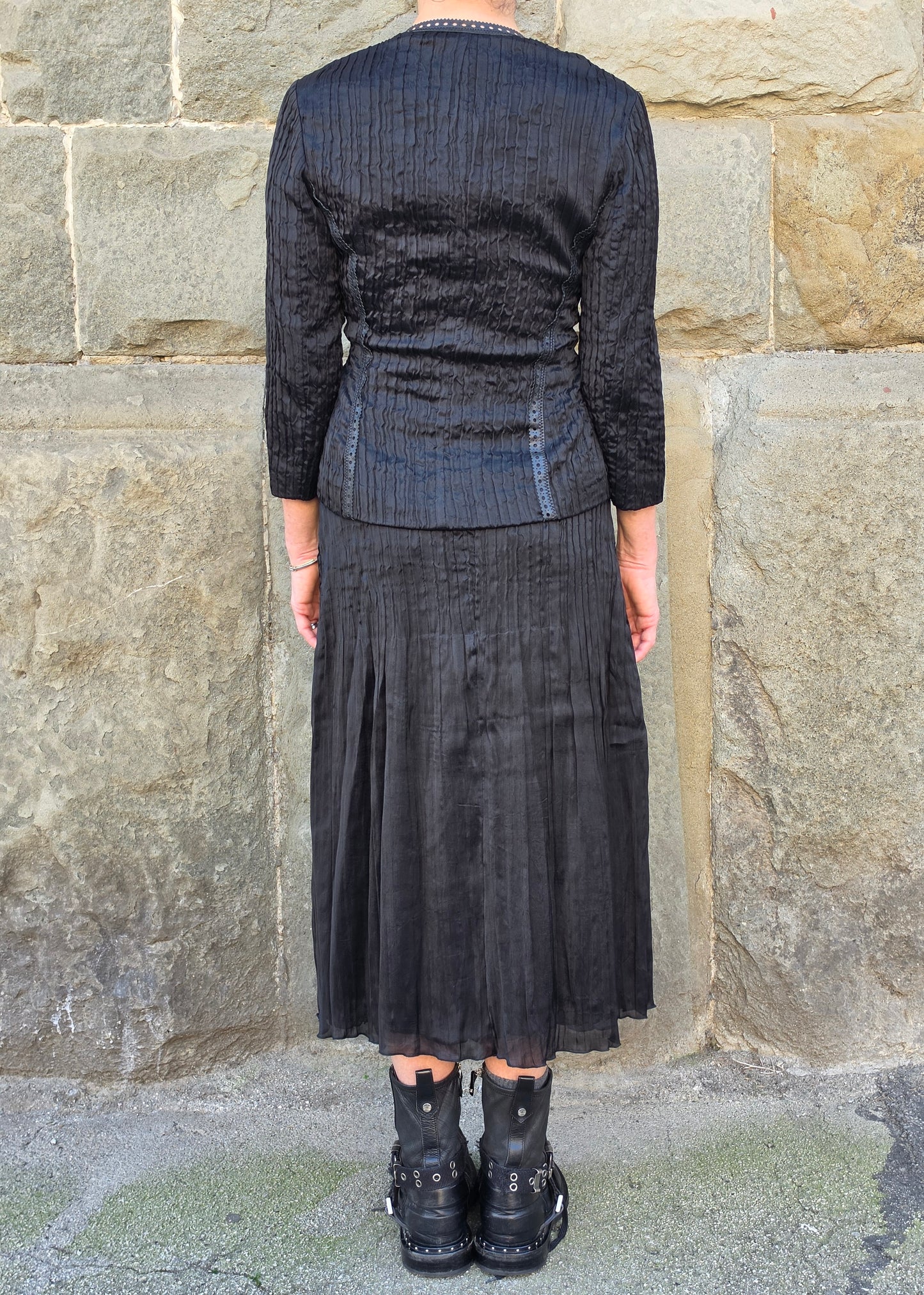 Roberto Cavalli Class Completo Blusa con Stringhe e Gonna Lunga Nero - Pally Vintage Closet