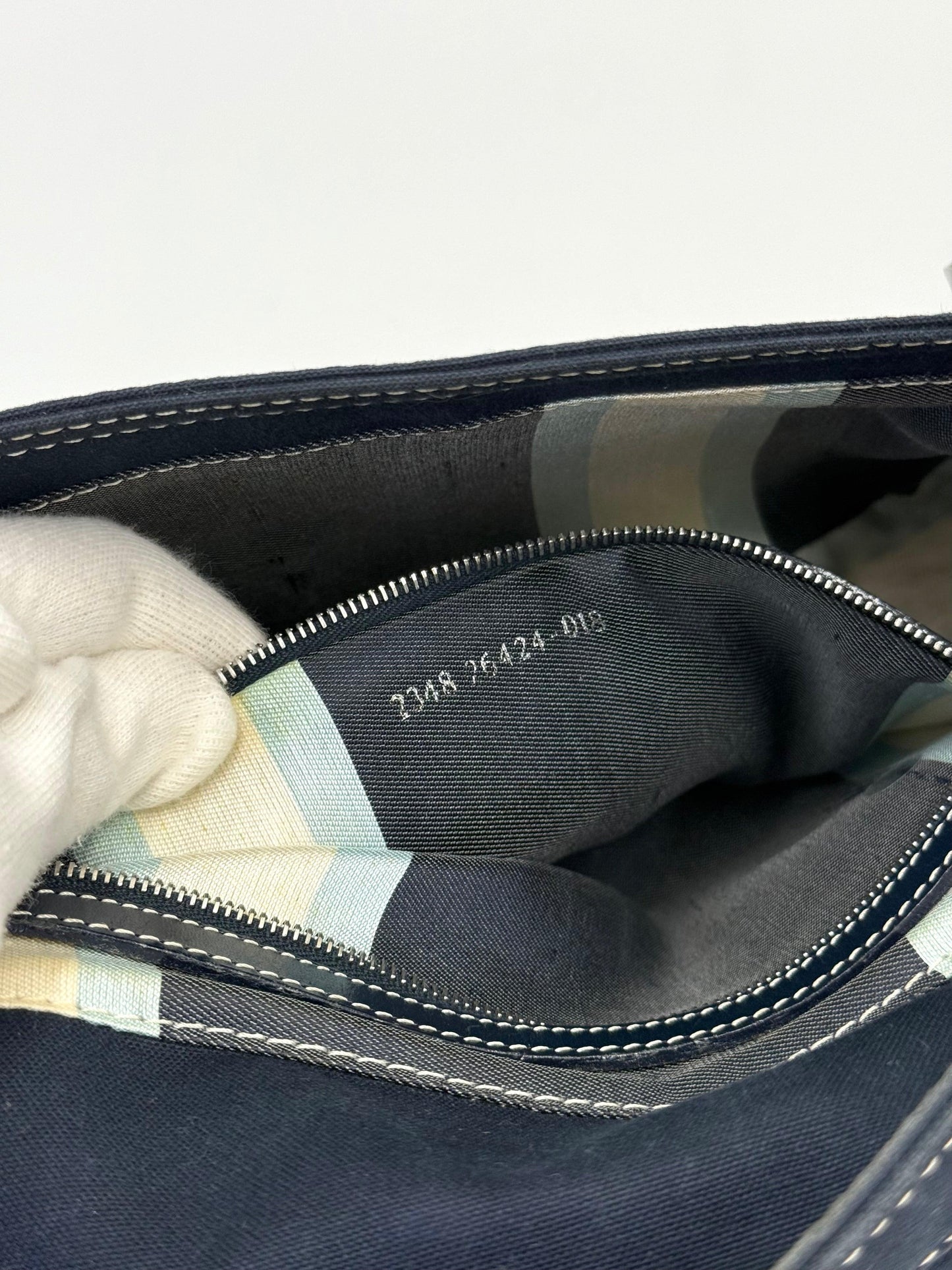 Fendi Vintage Navy Blue Denim Baguette Bag with Contrast Stitching