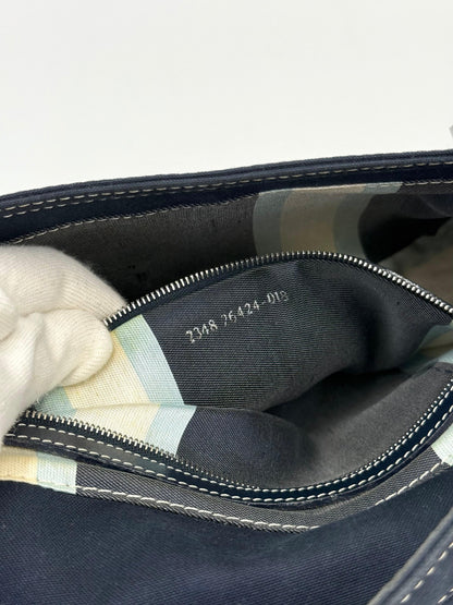Fendi Vintage Navy Blue Denim Baguette Bag with Contrast Stitching