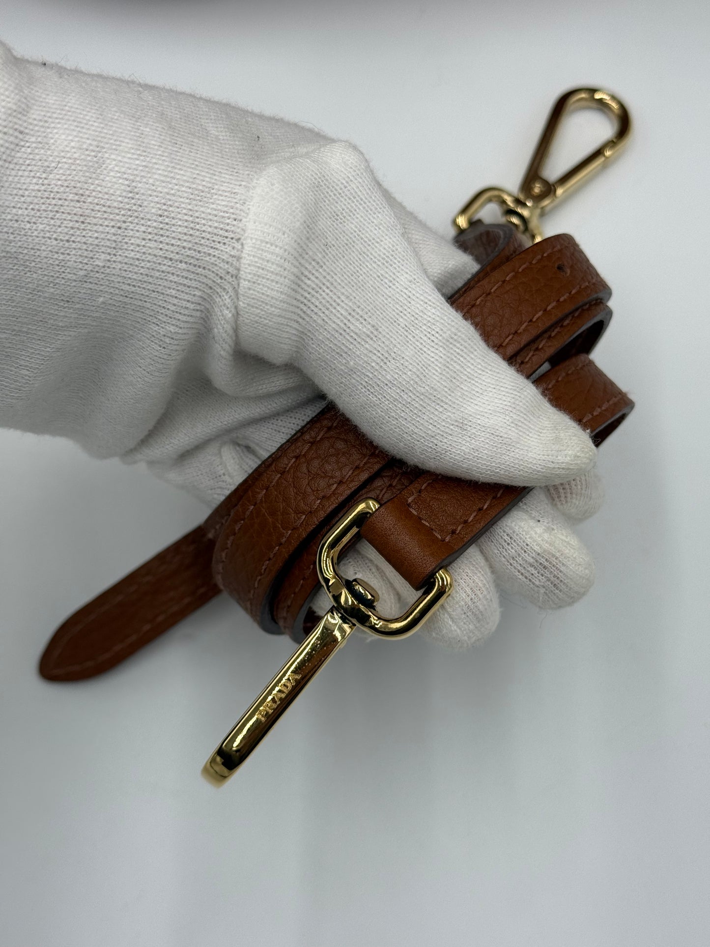 Prada Borsa Tote in Pelle Martellata Marrone