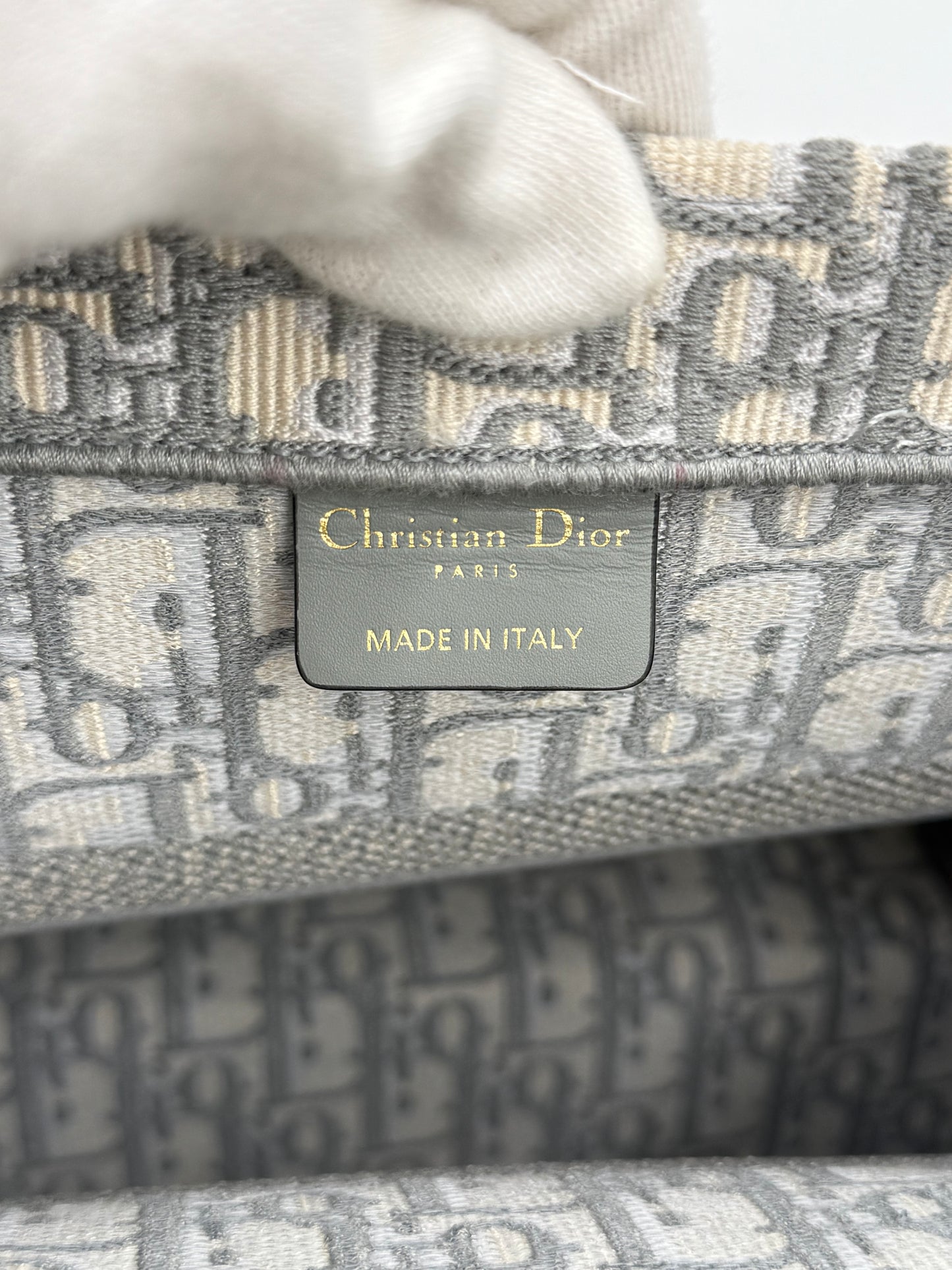 Dior Borsa Book Tote Oblique Media Grigio Chiaro