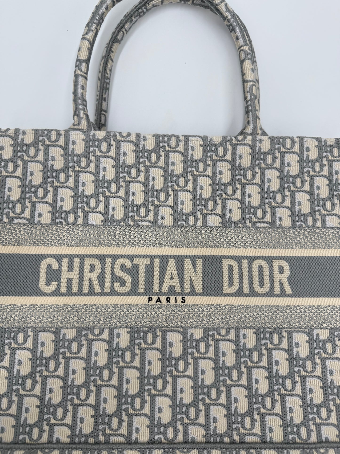 Dior Borsa Book Tote Oblique Media Grigio Chiaro
