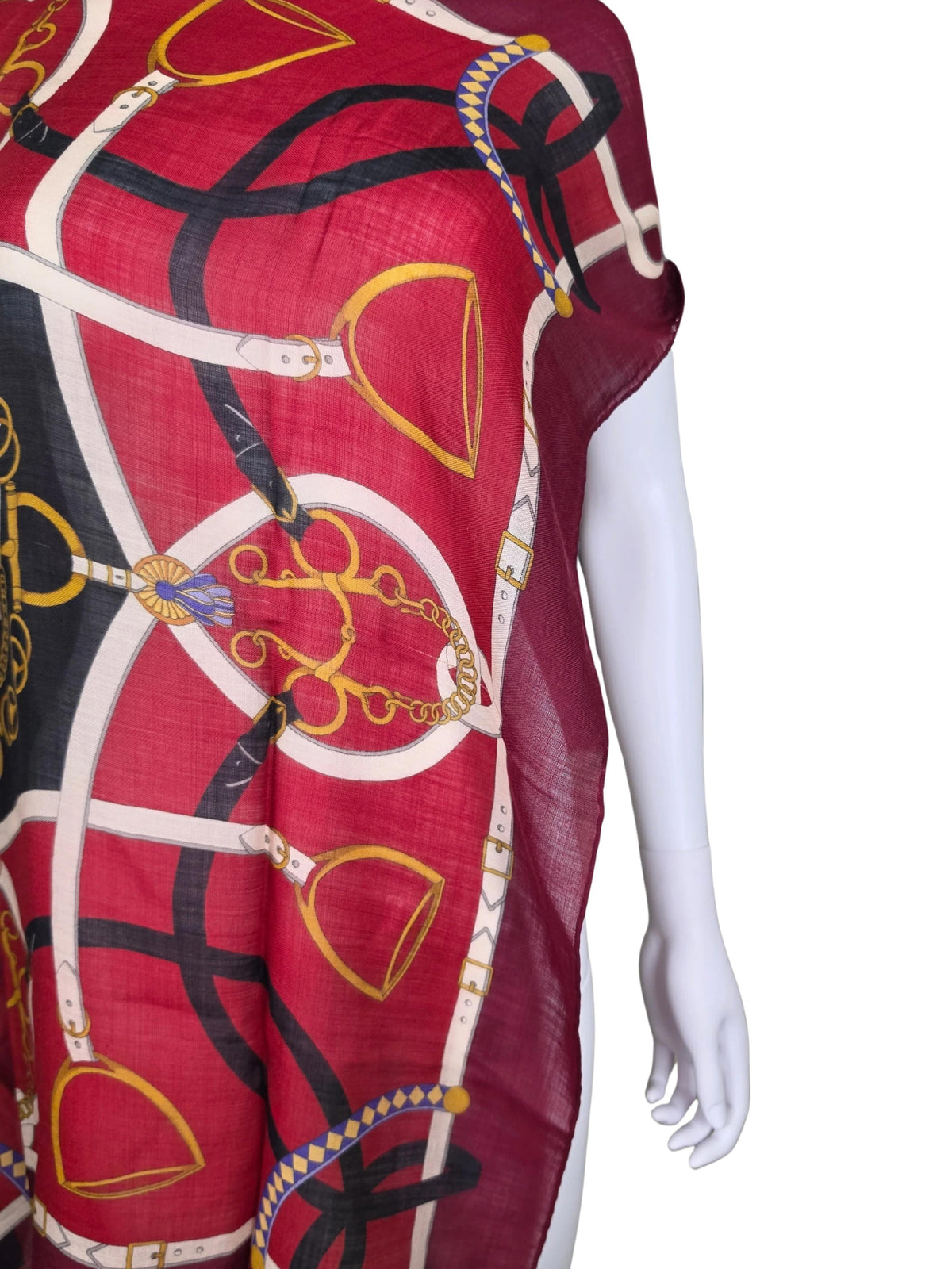 Vintage Gucci Scarf with Bordeaux Equestrian Patterns
