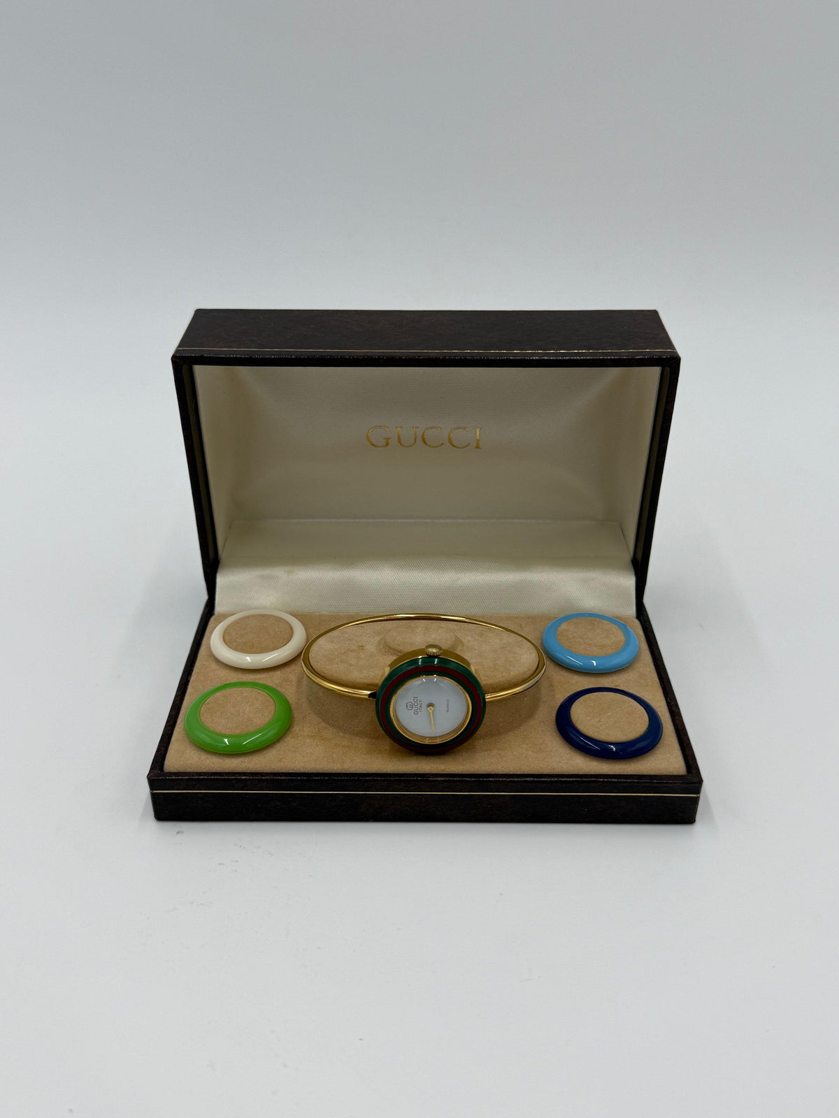 Gucci Orologio Vintage 1100-L con Ghiere Intercambiabili Placcato Oro