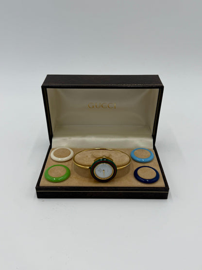 Gucci Orologio Vintage 1100-L con Ghiere Intercambiabili Placcato Oro