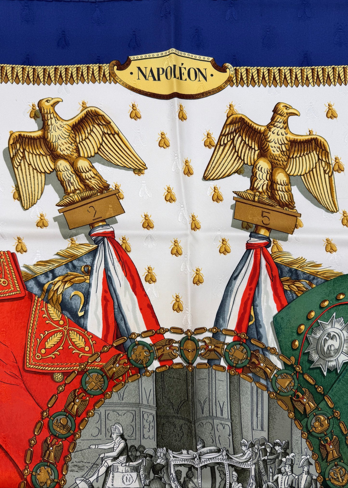 Hermès Foulard Vintage Napoléon Seta Jacquard Blu - Pally Vintage Closet