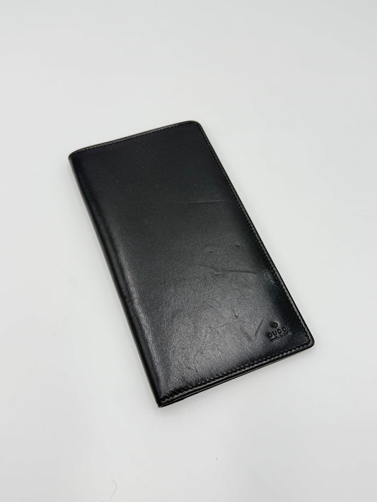 Gucci Black Embossed Logo Breast Pocket Long Wallet