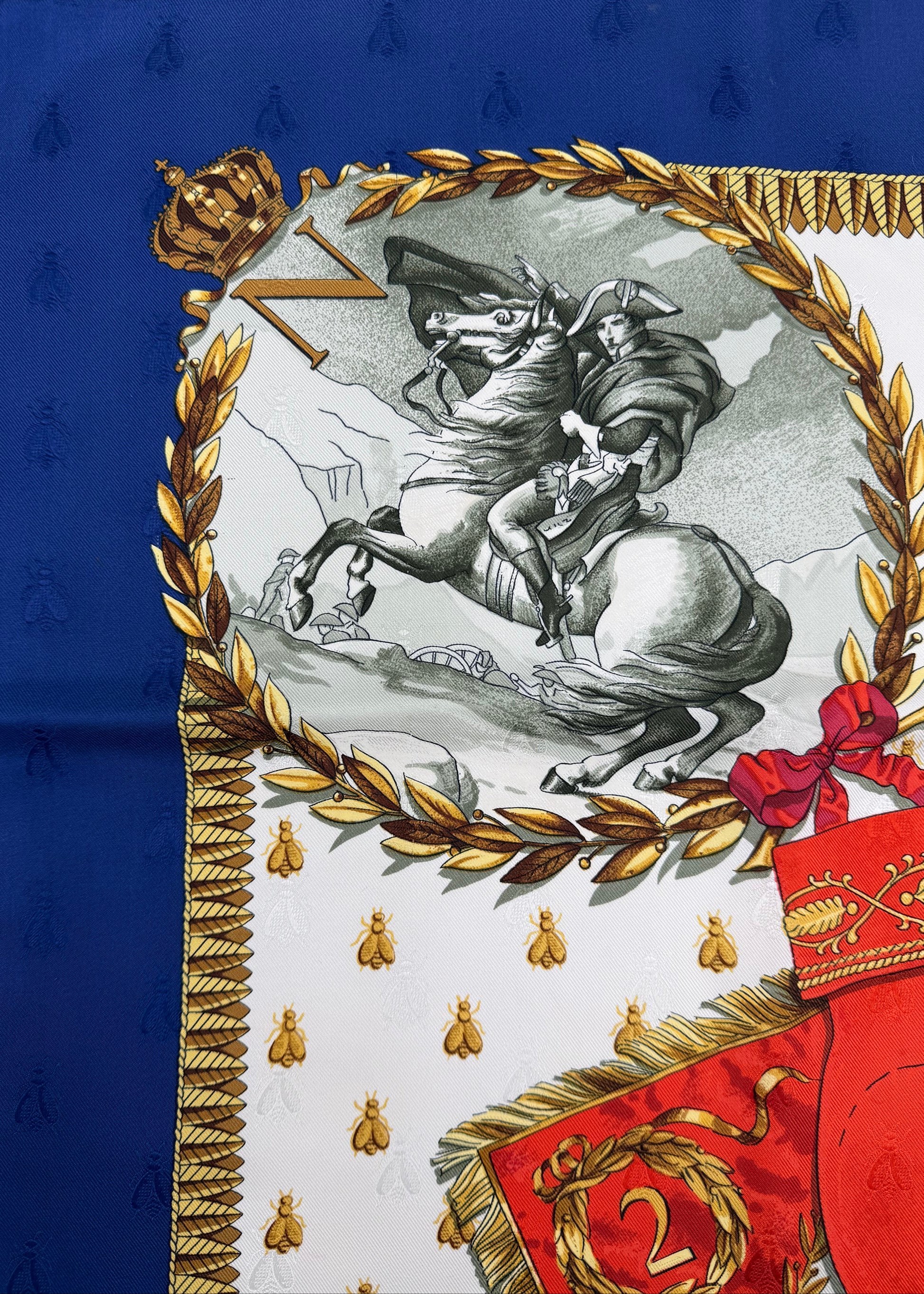 Hermès Foulard Vintage Napoléon Seta Jacquard Blu - Pally Vintage Closet