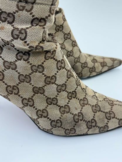Gucci Stivali al Ginocchio Vintage by Tom Ford GG Monogram Canvas Beige
