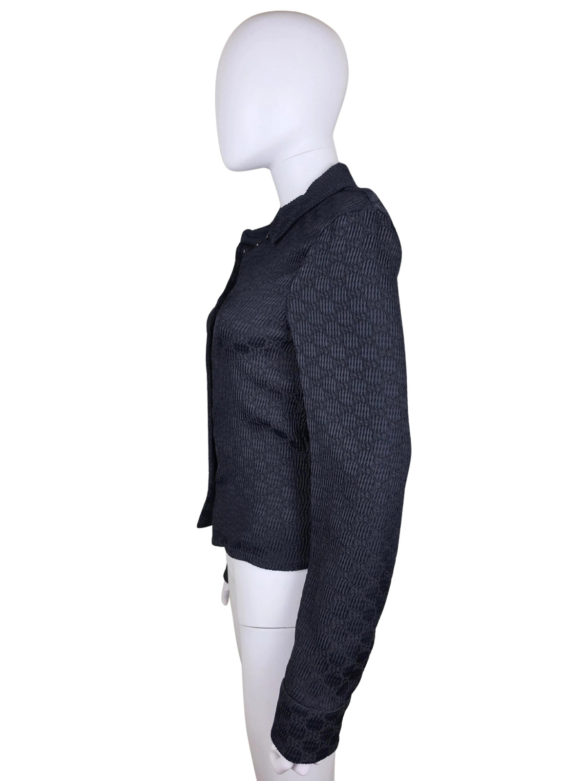 Gucci Black Textured GG Monogram Knit Shirt