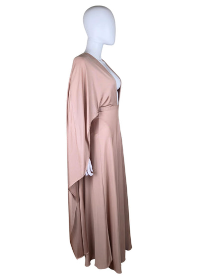 Valentino FW 2016 Runway Long Dress with Cape and Nude Deep V-Neck