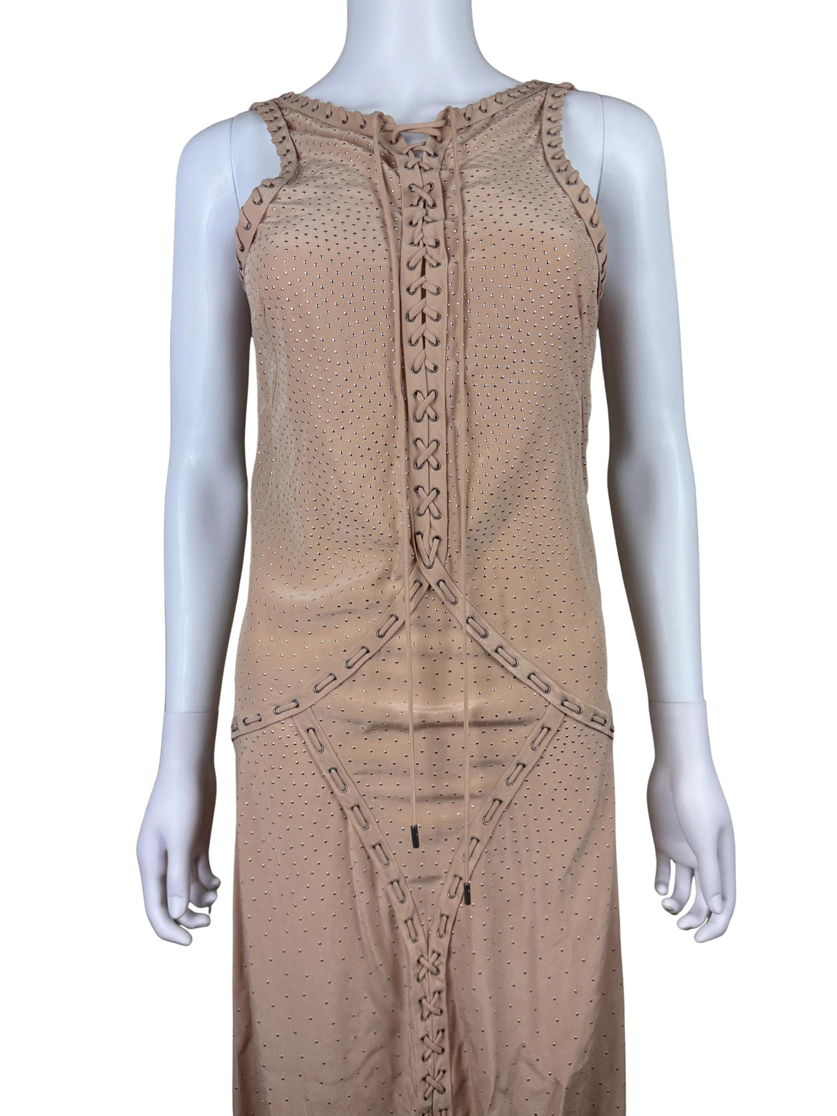 Salvatore Ferragamo Abito da Sera Resort 2013 in Seta con Micro-Borchie Nude