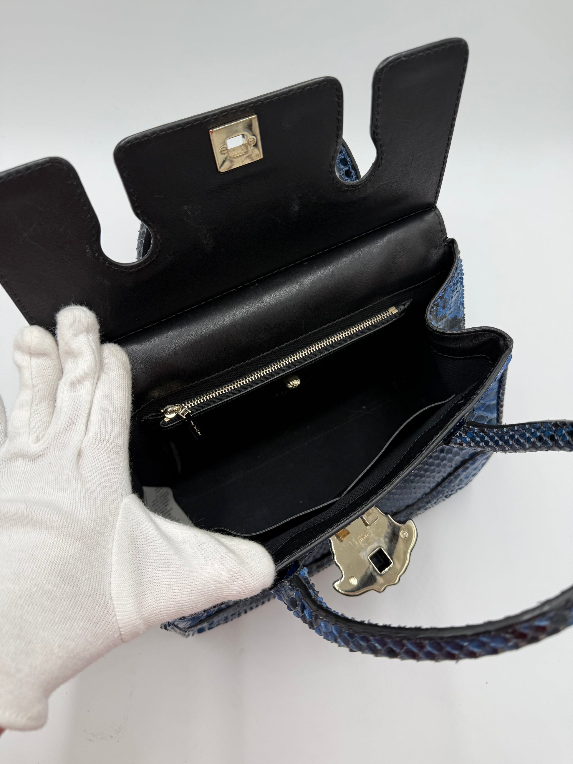 Versace Borsa a Mano Medusa in Pelle Esotica Blu - Pally Vintage Closet