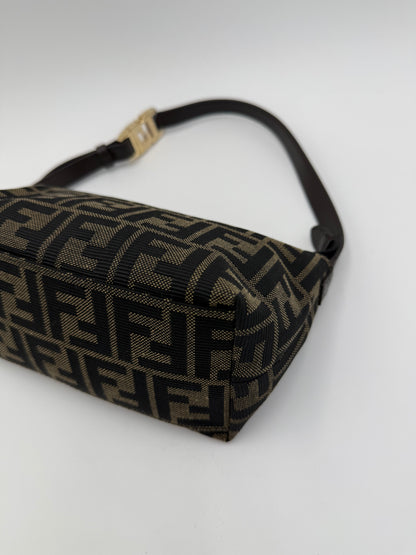 Fendi Borsa a Mano Vanity Pouch in Tela Zucca Monogram Marrone
