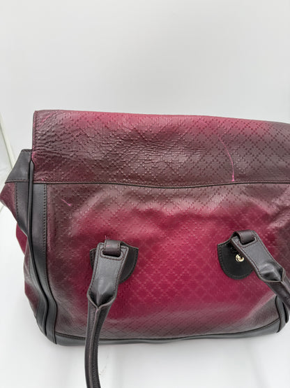 Gucci Borsone da Viaggio Firenze 1921 in Tela Jacquard Bordeaux e Pelle Marrone Scuro