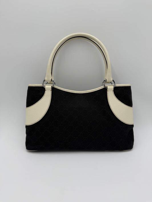 Gucci Borsa Vintage a Spalla in Tela Monogram GG e Pelle Bianca