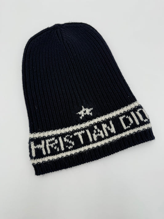 Christian Dior Cappello Beanie in Lana e Cachemere Blu