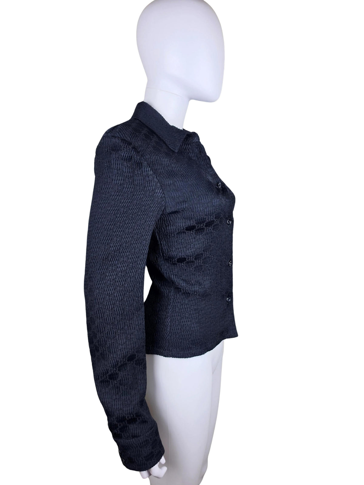 Gucci Black Textured GG Monogram Knit Shirt