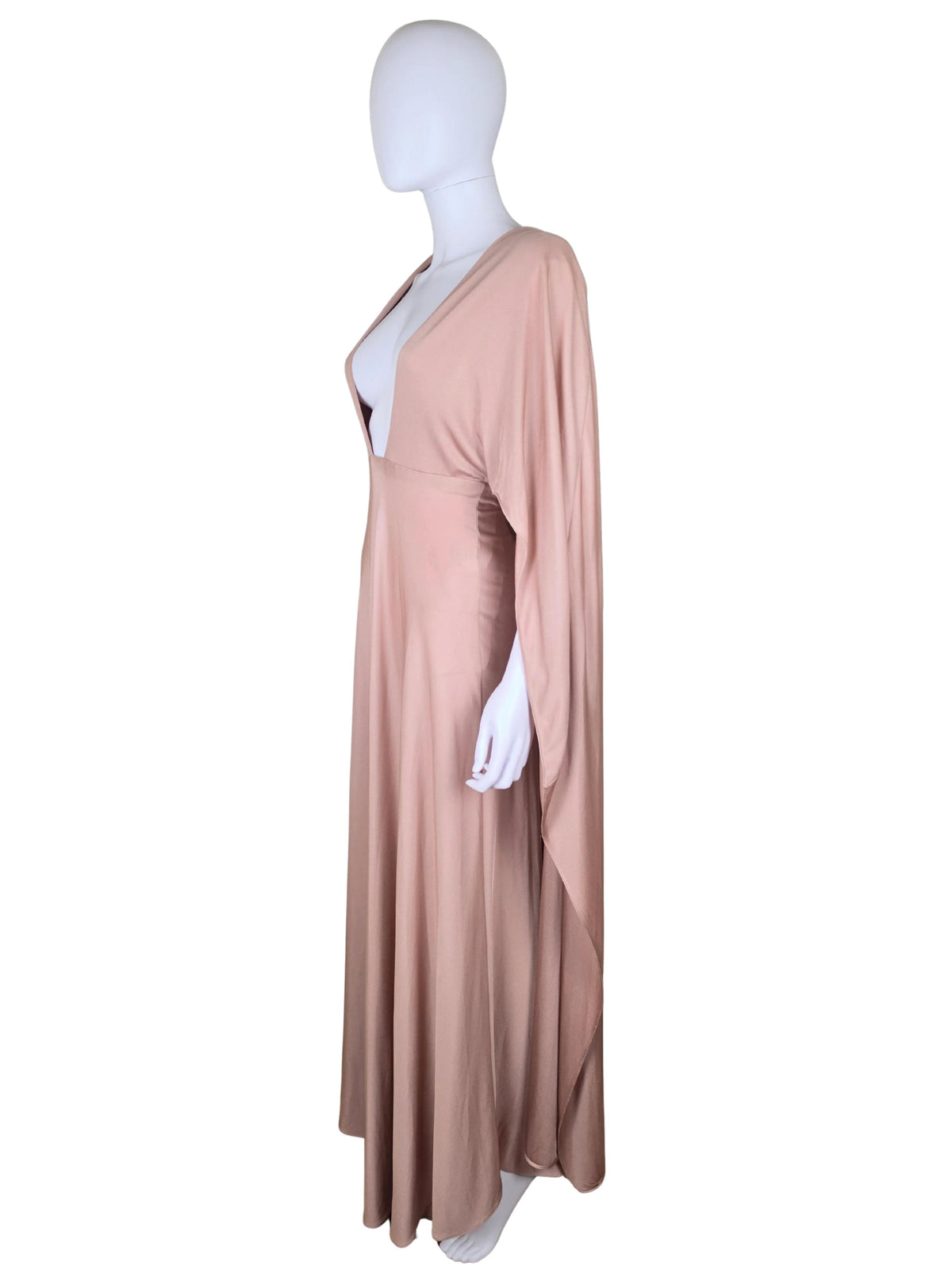 Valentino FW 2016 Runway Long Dress with Cape and Nude Deep V-Neck