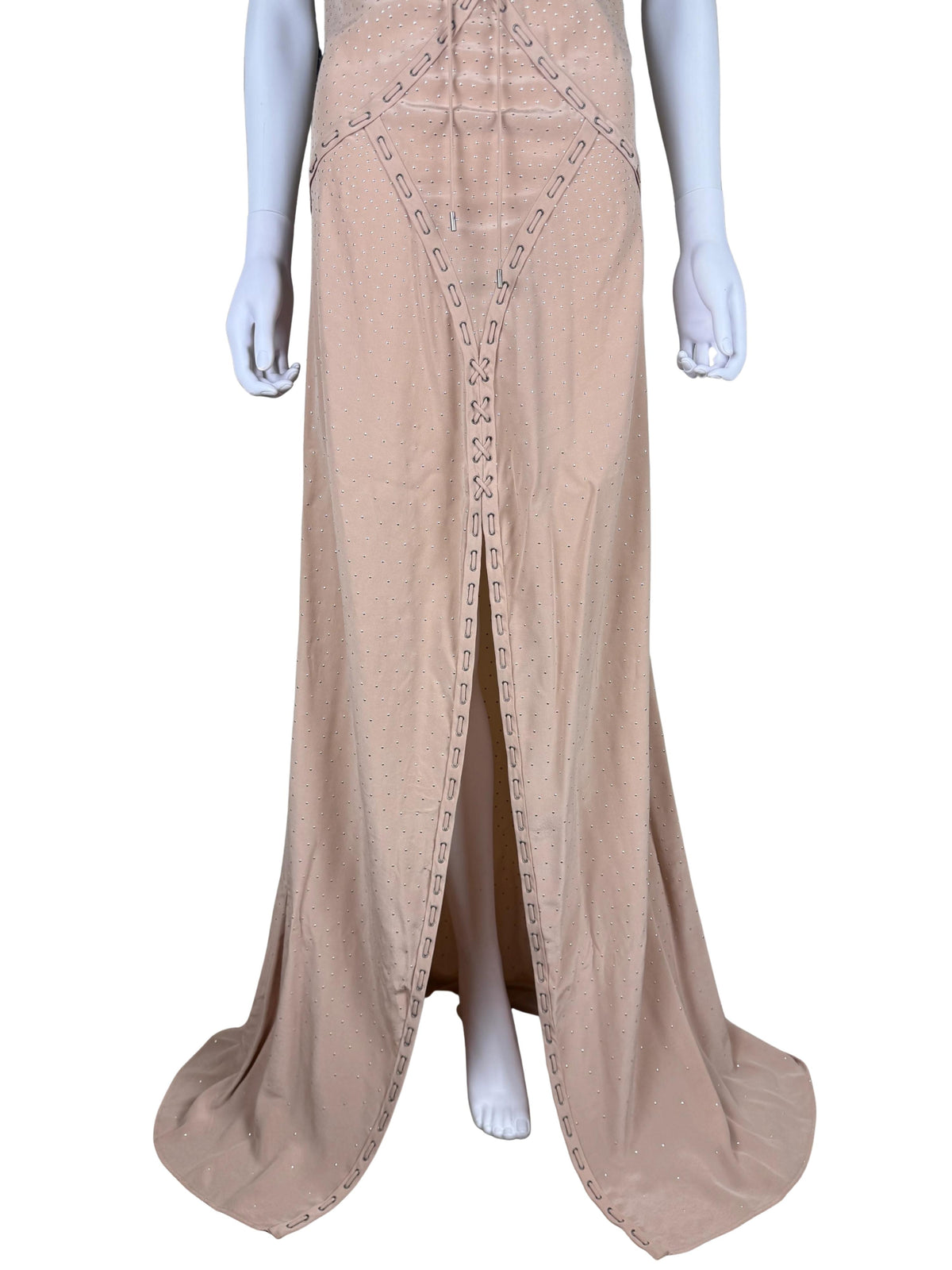 Salvatore Ferragamo Abito da Sera Resort 2013 in Seta con Micro-Borchie Nude