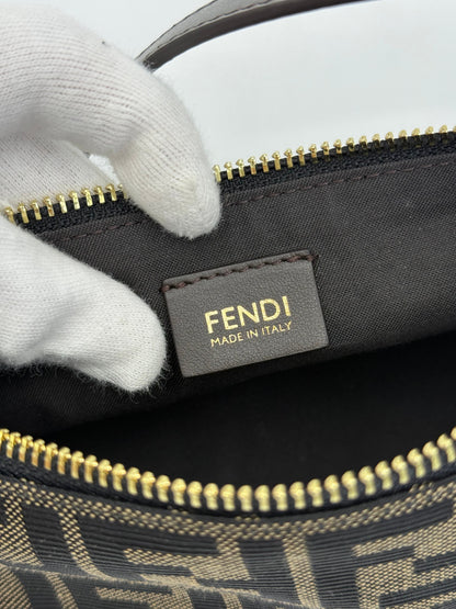 Fendi Borsa a Mano Vanity Pouch in Tela Zucca Monogram Marrone