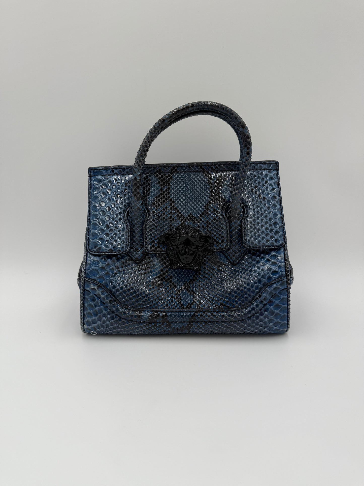 Versace Borsa a Mano Medusa in Pelle Esotica Blu - Pally Vintage Closet