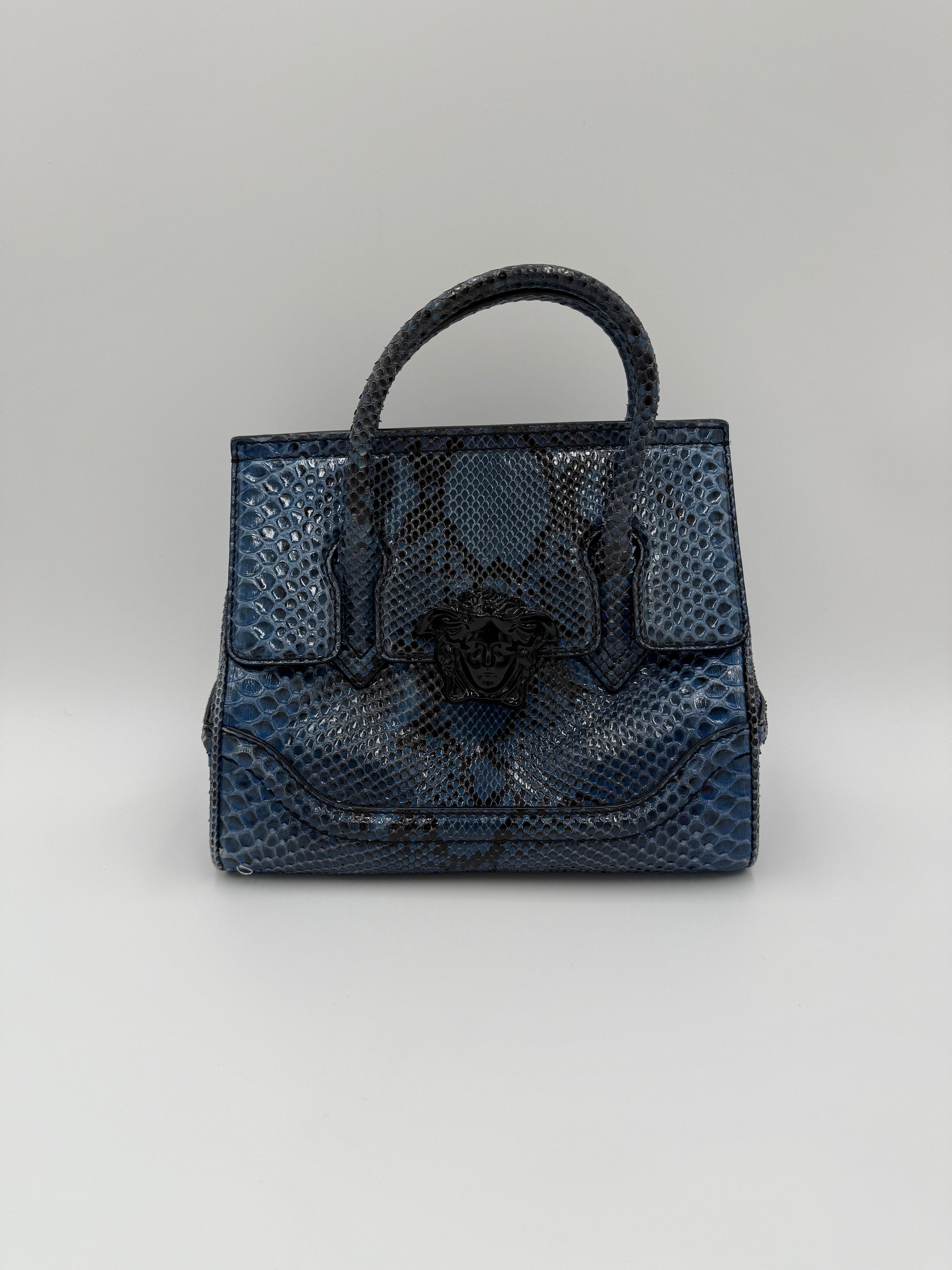 Versace Borsa a Mano Medusa in Pelle Esotica Blu - Pally Vintage Closet
