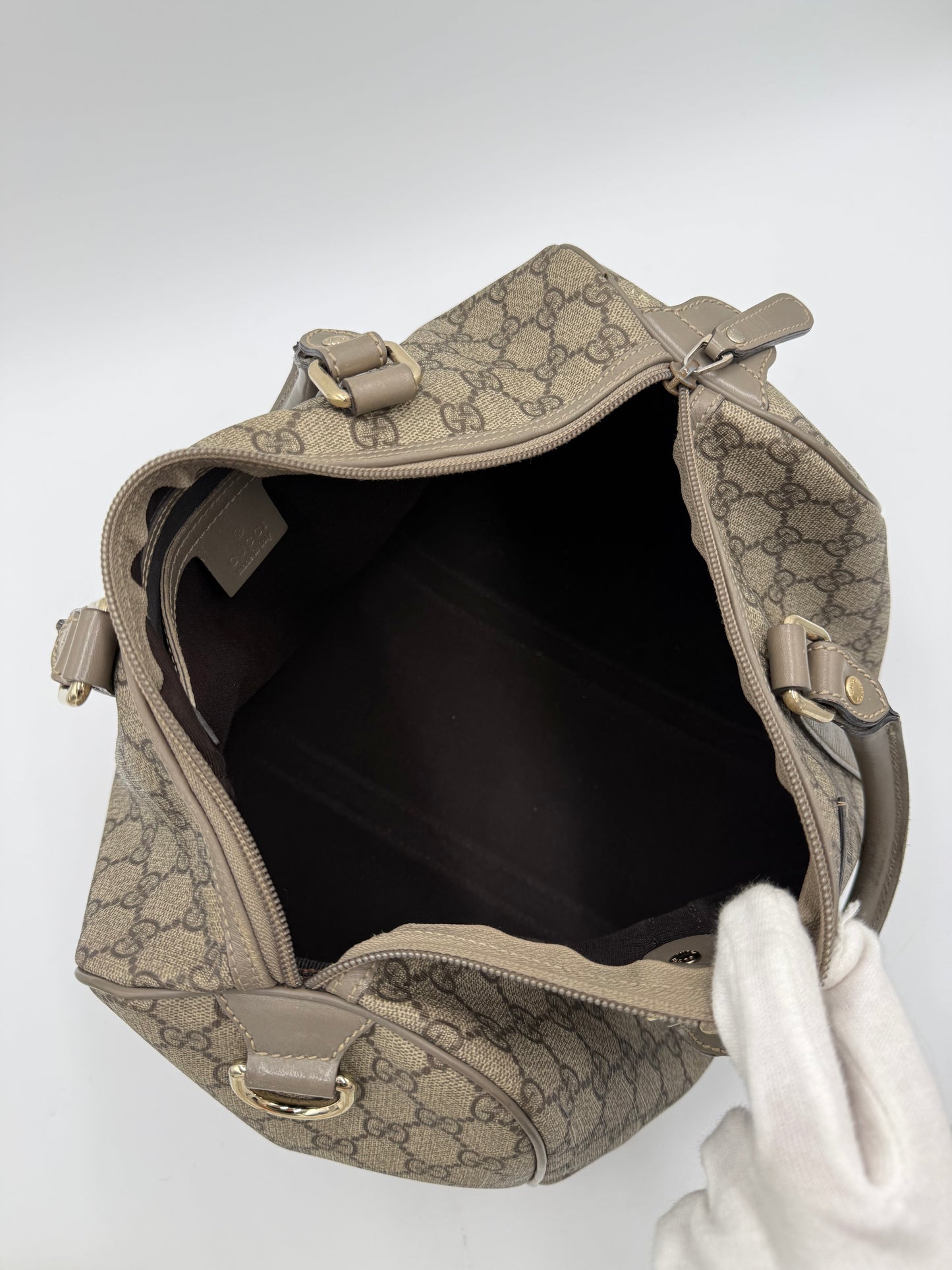 Gucci Bauletto Joy in Tela GG Supreme e Pelle Taupe - Pally Vintage Closet