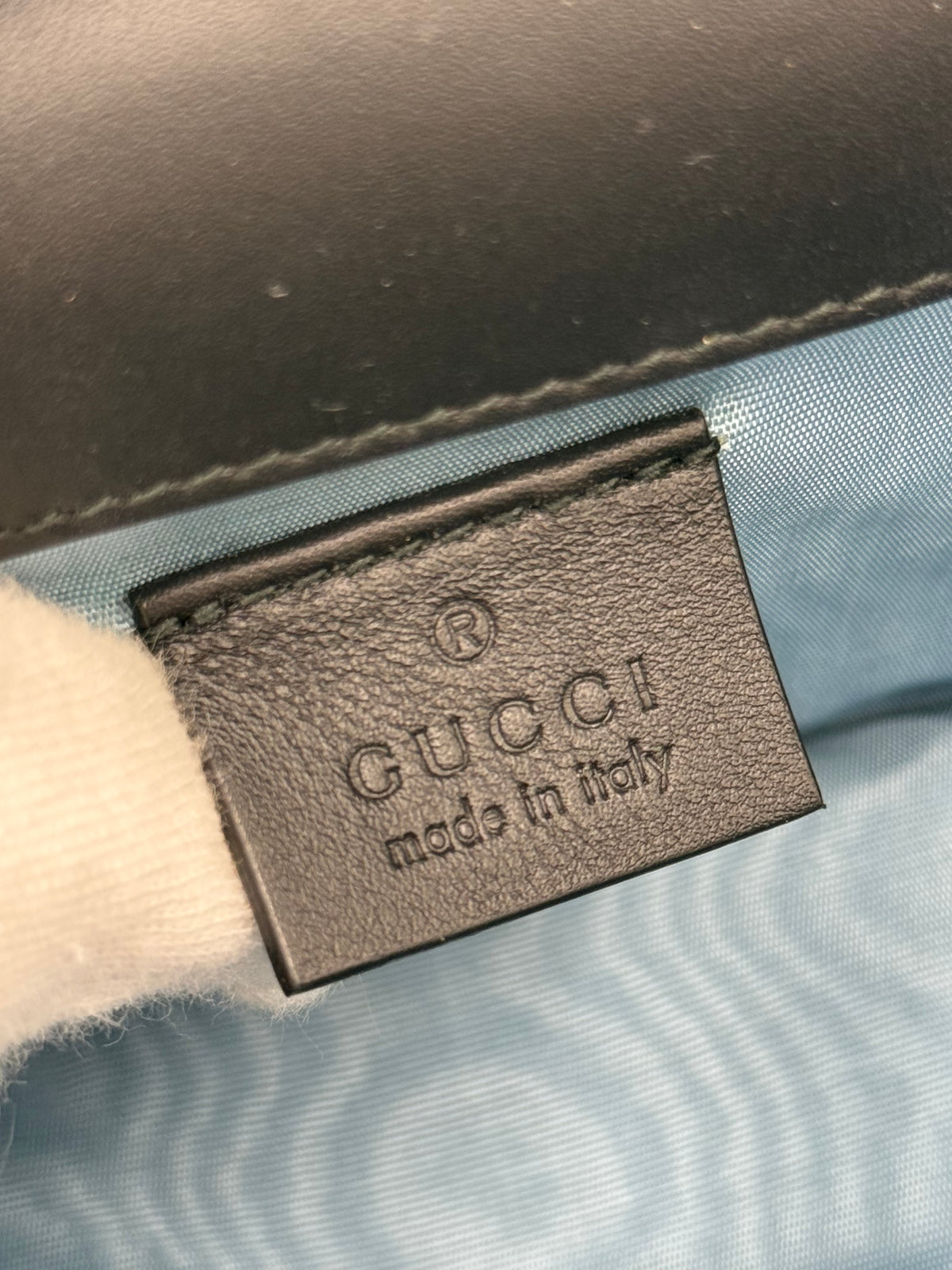Gucci Borsa a Tracolla Broadway Crystal 'G' in Gros-Grain Ricamato Nero