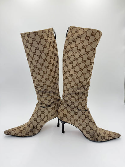 Gucci Stivali al Ginocchio Vintage by Tom Ford GG Monogram Canvas Beige