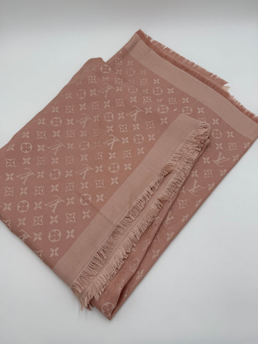 Louis Vuitton Sciarpa Shawl Monogram in Lana Rosa Pastello