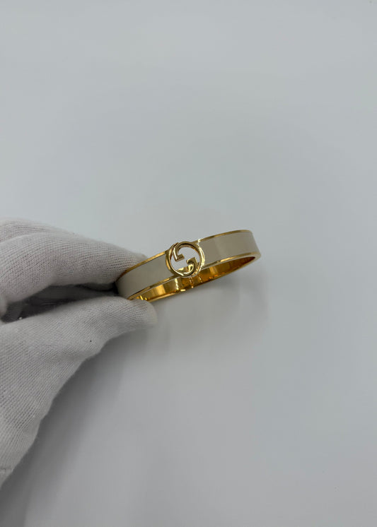 Gucci Bracciale Blondie Rigido Oro Smaltato Bianco