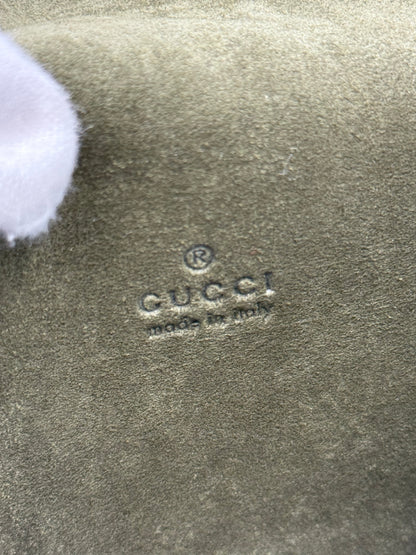Gucci Borsa a Tracolla Dionysus Small in Pelle Verniciata Verde Oliva
